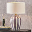 Priscilla Lilac Stripped Ceramic Table Lamp Base.