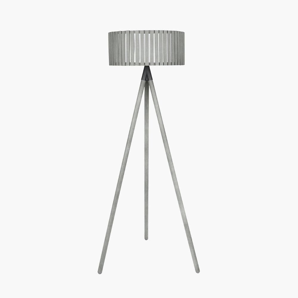 Rabanne Antique Wood Slat Tripod Floor Lamp Complete.