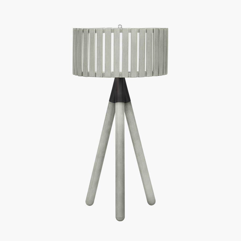 Rabanne Slatted Antique Wood Tripod Table Lamp.