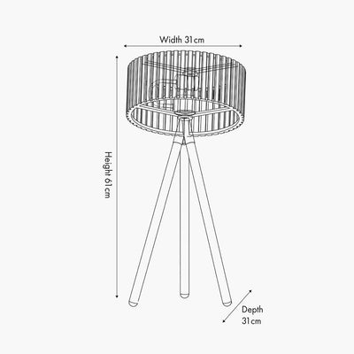 Pacific Lifestyle Lighting Rabanne Slatted Antique Wood Tripod Table Lamp House of Isabella UK