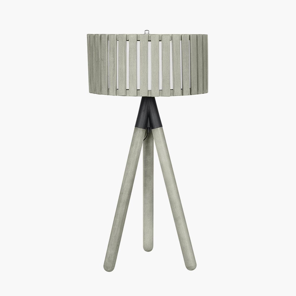 Rabanne Slatted Antique Wood Tripod Table Lamp.