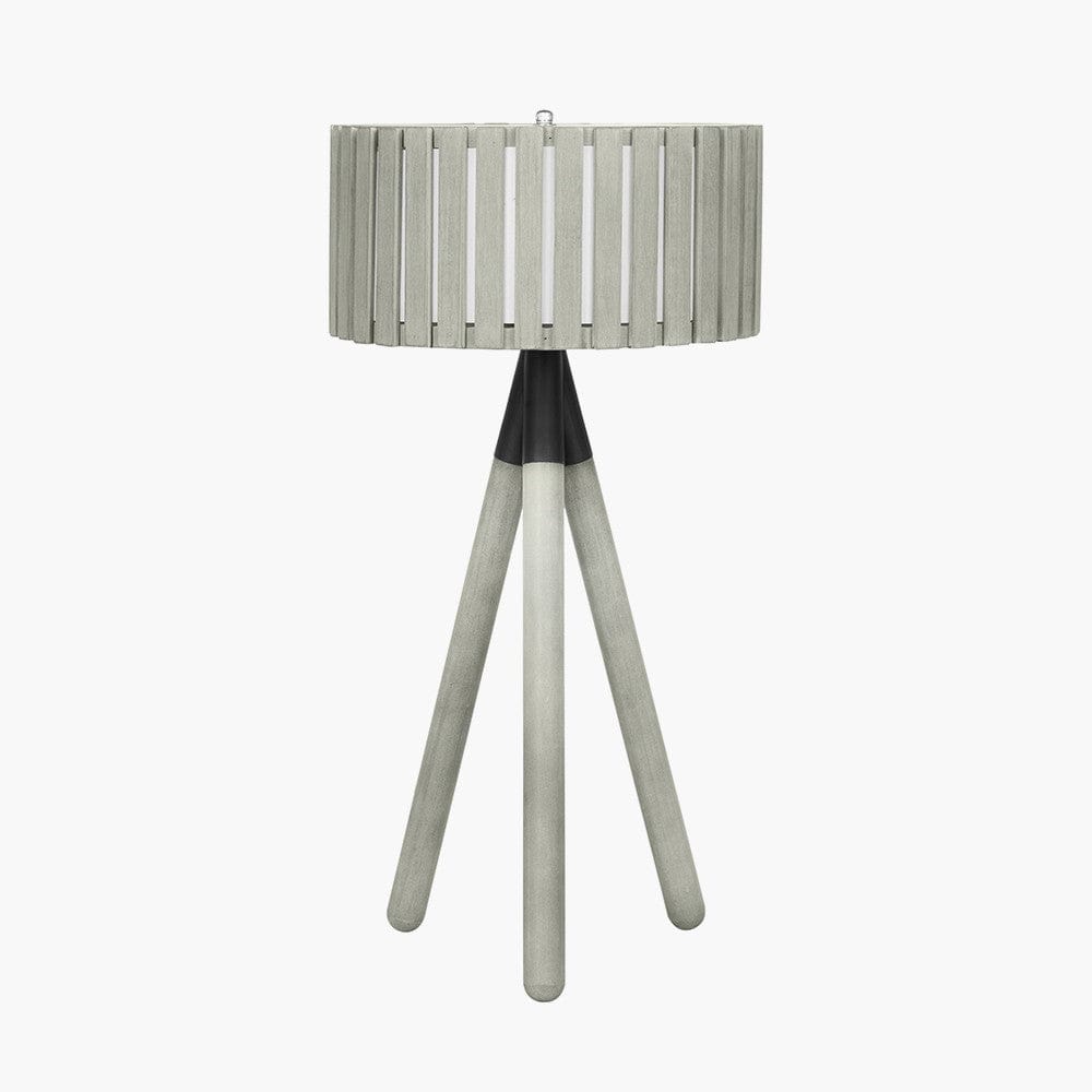 Rabanne Slatted Antique Wood Tripod Table Lamp.