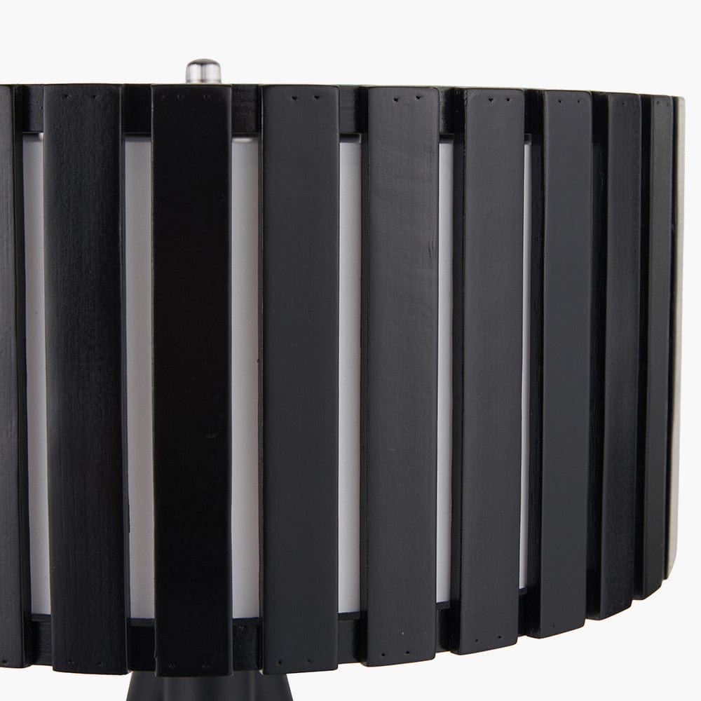Rabanne Slatted Black Wood Tripod Table Lamp.