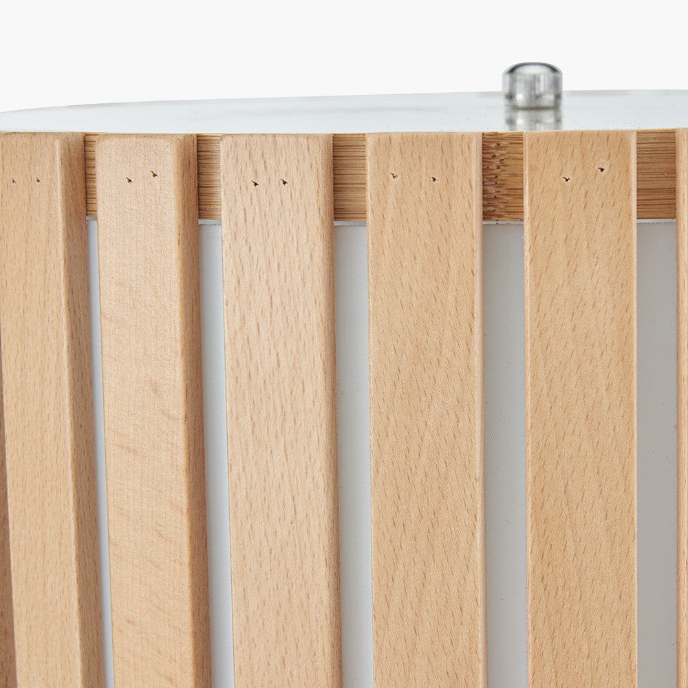 Rabanne Slatted Natural Wood Tripod Table Lamp.