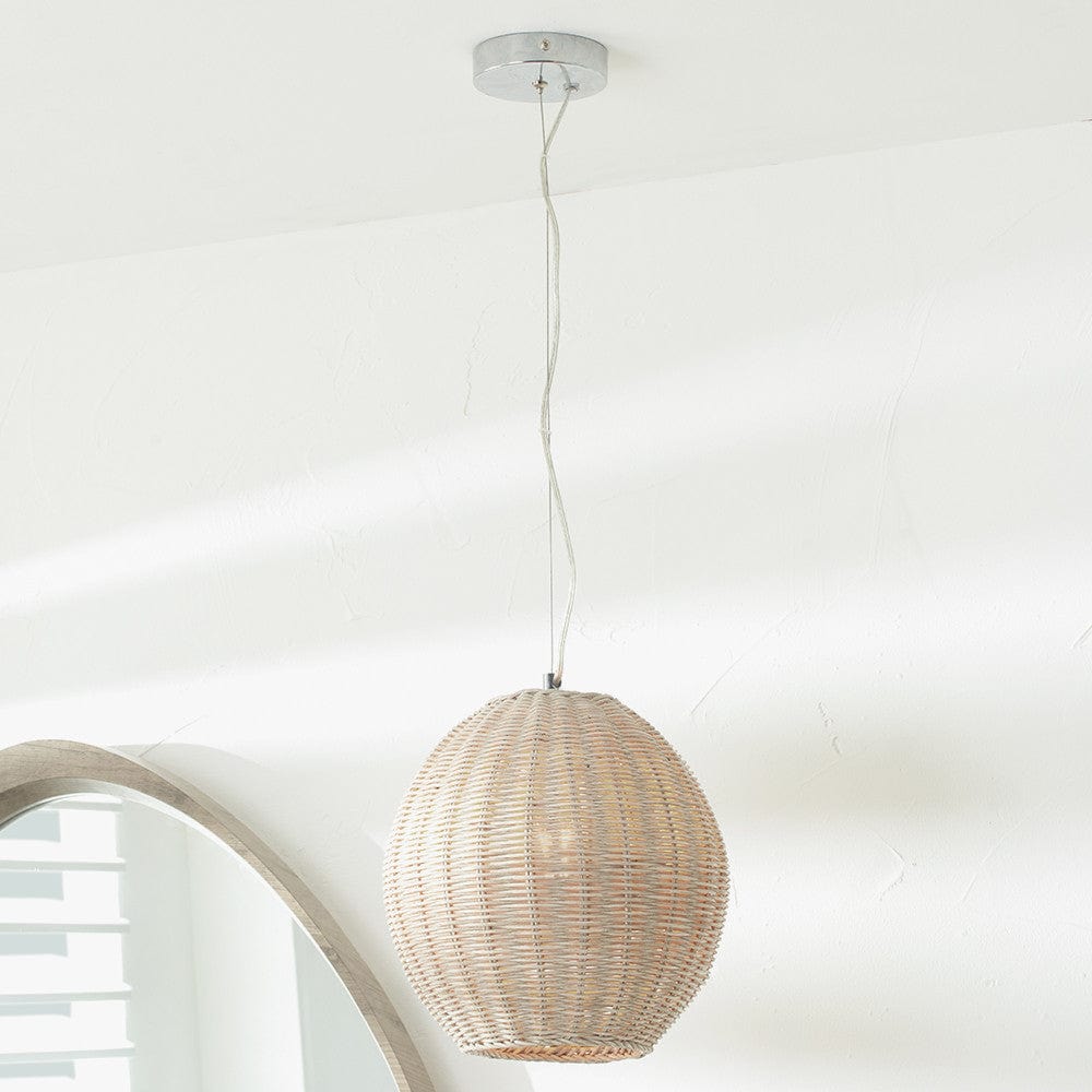 Raffles Large Rattan Cream Wash Pendant.