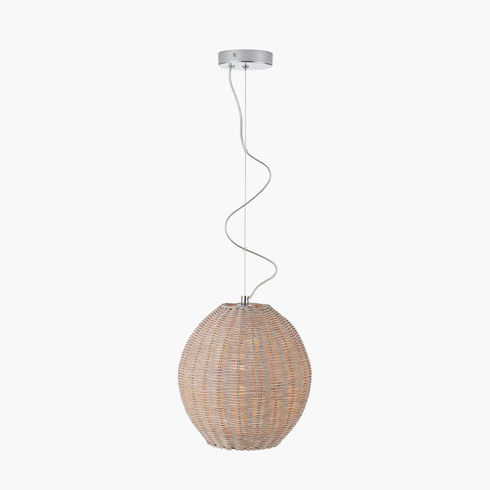 Raffles Large Rattan Cream Wash Pendant.