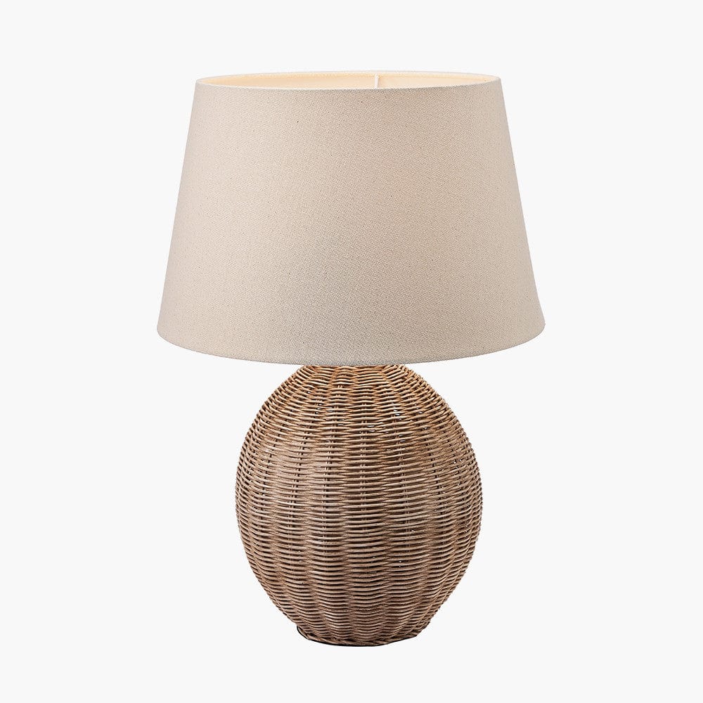 Raffles Large Rattan Cream Wash Table Lamp Base with Coast 40cm Cream Calico Tapered Lampshade.