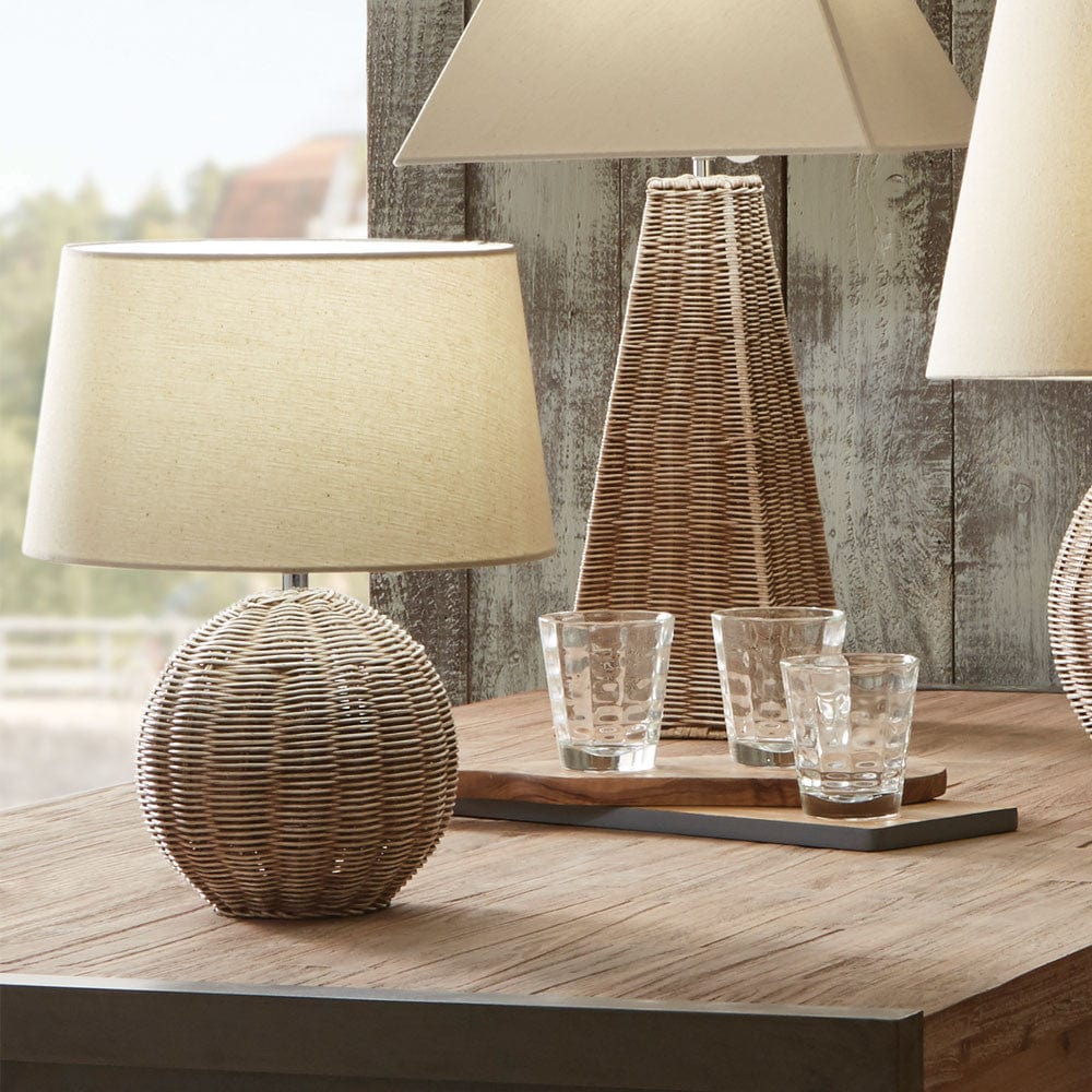 Raffles Small Rattan Cream Wash Table Lamp.