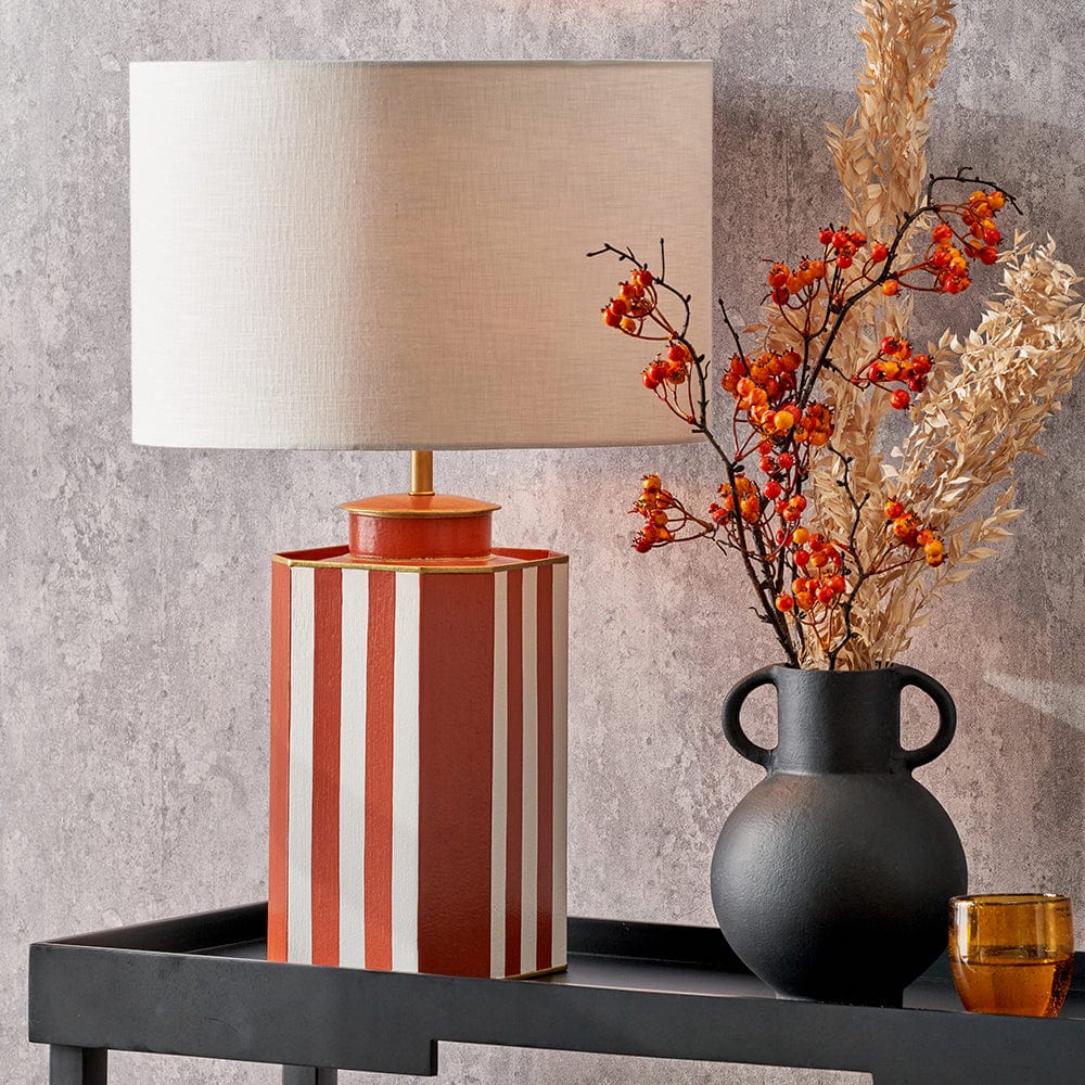 Pacific Lifestyle Lighting Raya Cinnamon and White Hand Painted Metal Table Lamp Base House of Isabella UK