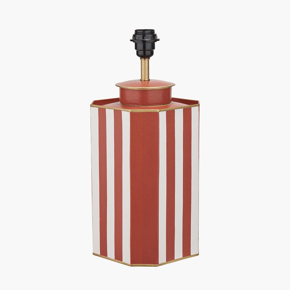 Raya Cinnamon and White Hand Painted Metal Table Lamp Base.