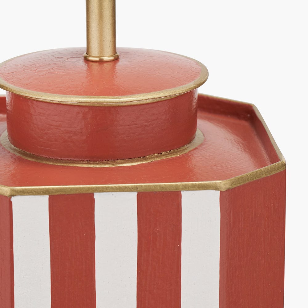 Raya Cinnamon and White Hand Painted Metal Table Lamp Base.