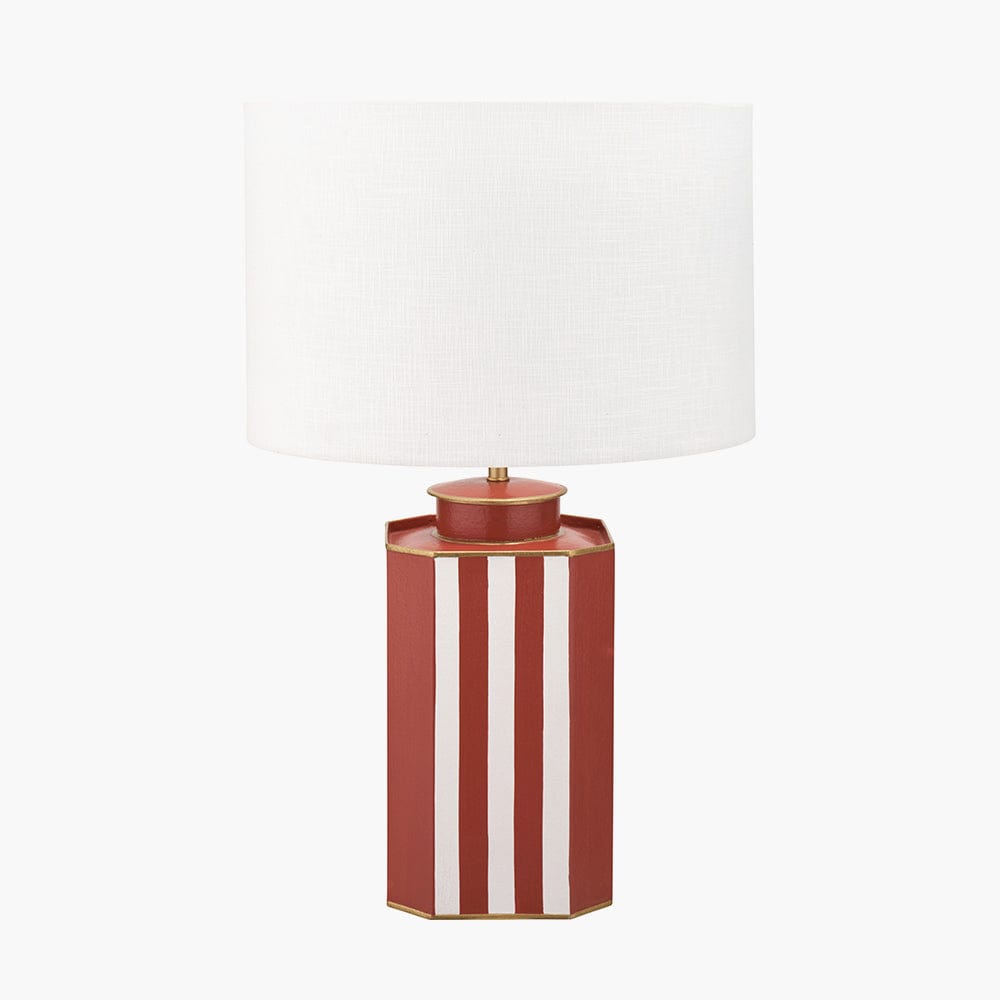 Raya Cinnamon and White Hand Painted Metal Table Lamp Base.