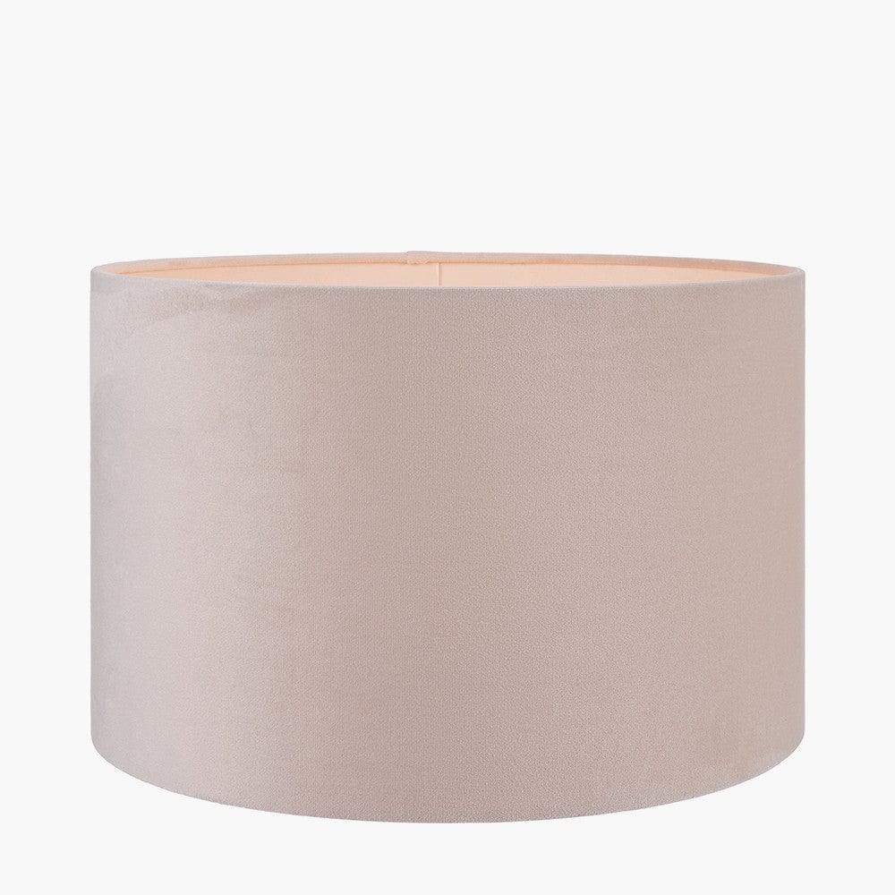 Rene 30cm Greige Velvet Cylinder Lampshade.