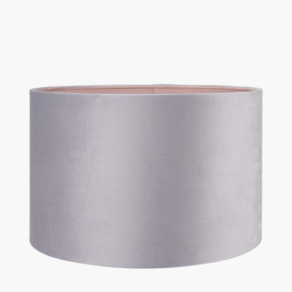 Rene 30cm Light Grey Velvet Cylinder Lampshade.