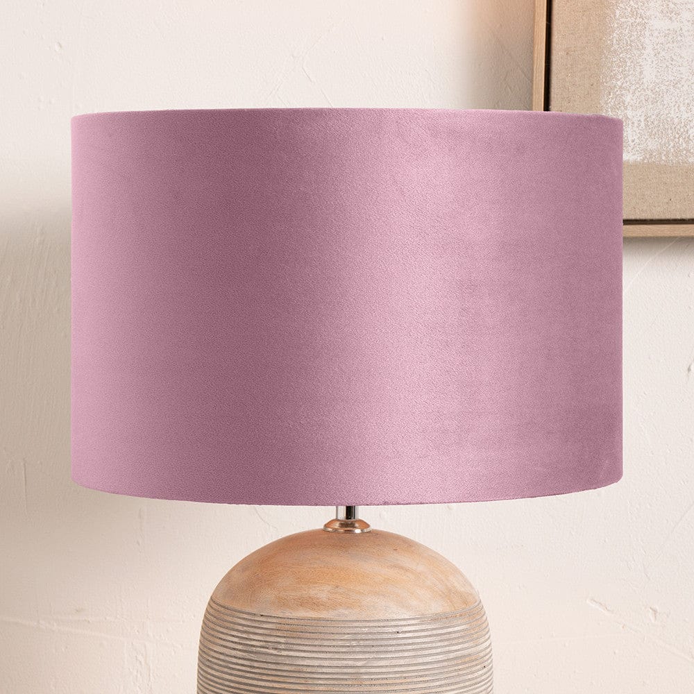 Rene 35cm Blush Velvet Cylinder Lampshade.