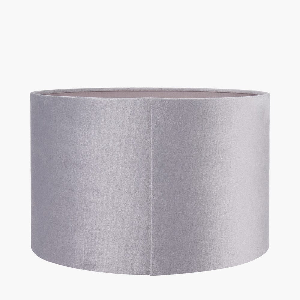 Rene 35cm Light Grey Velvet Cylinder Lampshade.