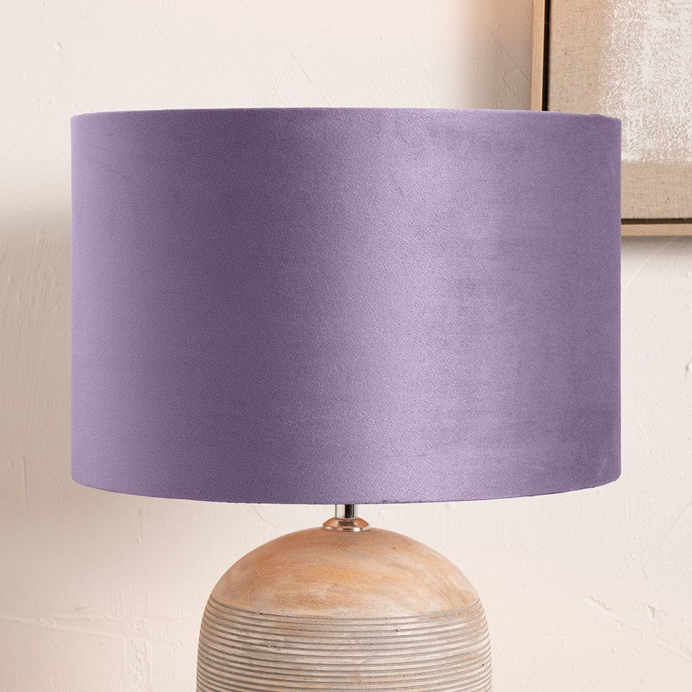 Rene 35cm Lilac Velvet Cylinder Lampshade.