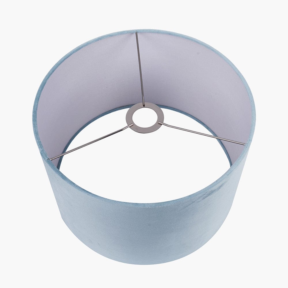Rene 40cm Duck Egg Velvet Cylinder Lampshade.