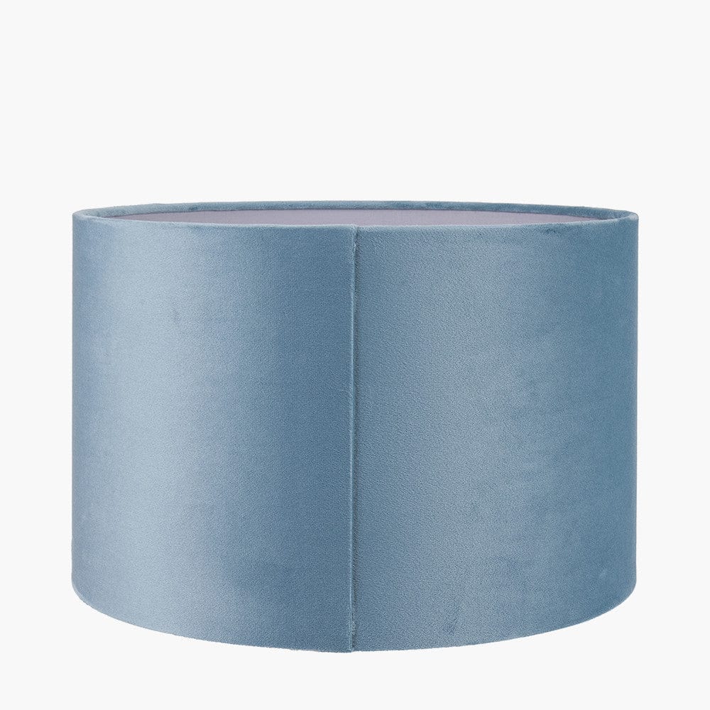 Rene 40cm Duck Egg Velvet Cylinder Lampshade.