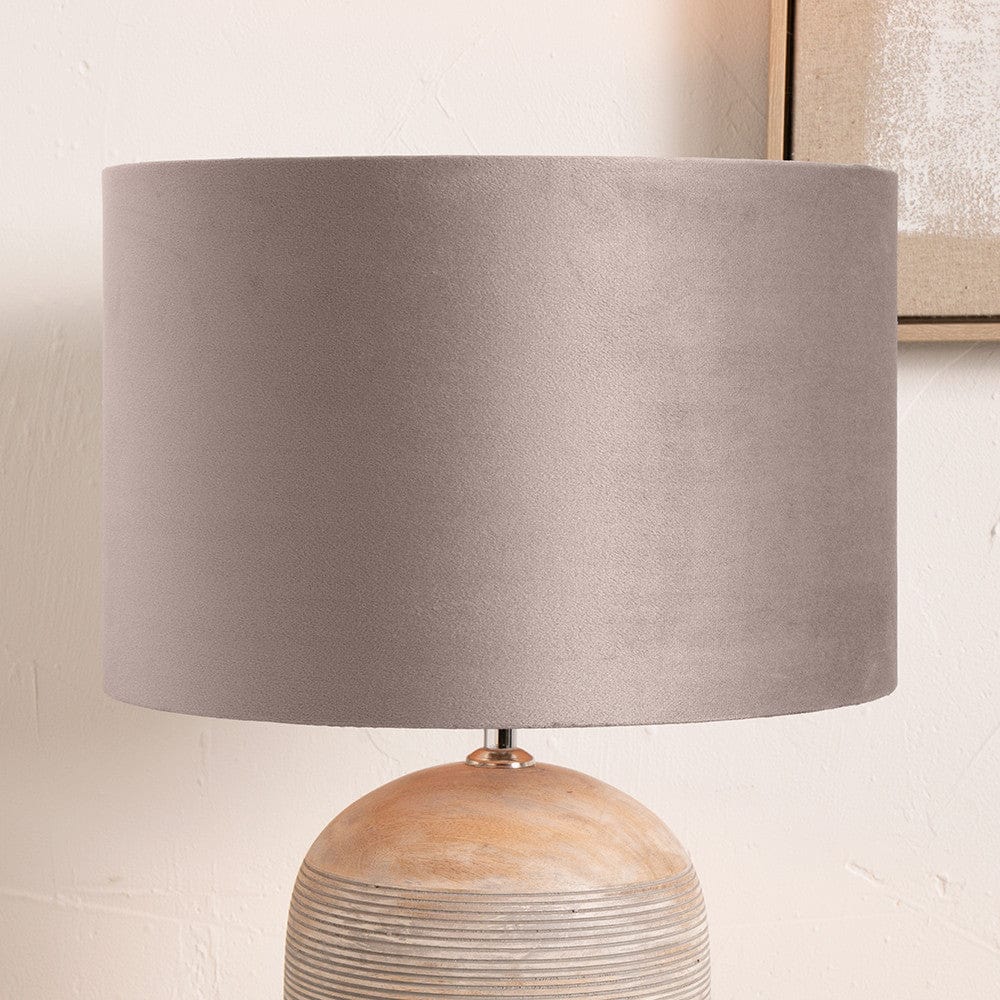 Rene 40cm Greige Velvet Cylinder Lampshade.