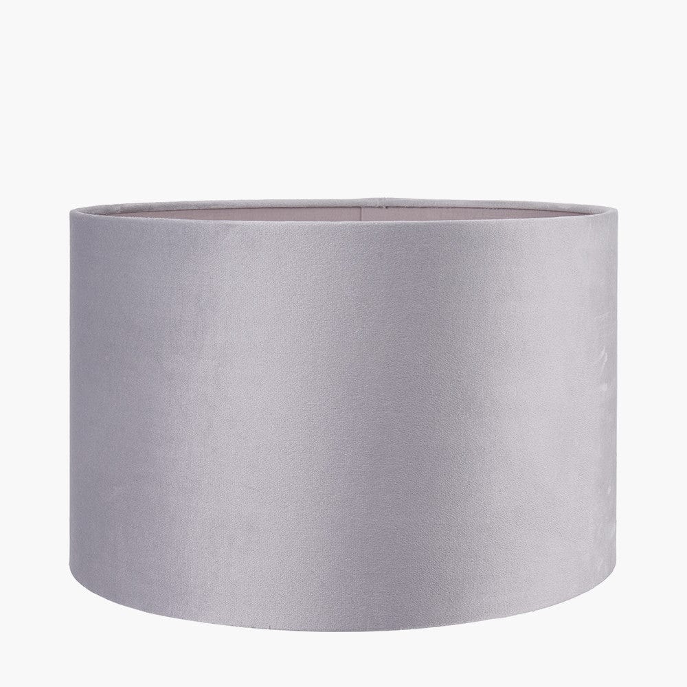 Pacific Lifestyle Lighting Rene 40cm Light Grey Velvet Cylinder Lampshade House of Isabella UK
