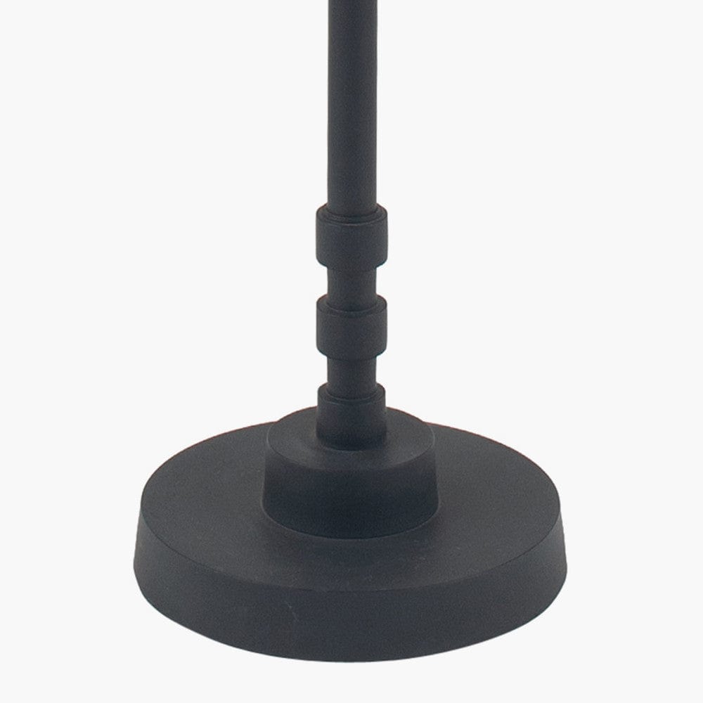 Rhode Matt Black Stick Metal Floor Lamp Base with Bow 40cm Slate Velvet Cylinder Lampshade.