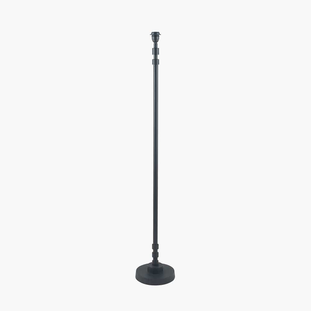 Rhode Matt Black Stick Metal Floor Lamp Base with Bow 40cm Slate Velvet Cylinder Lampshade.