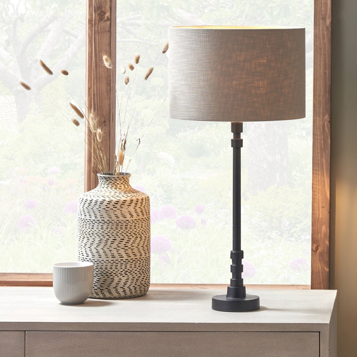 Rhode Matt Black Stick Metal Table Lamp - Base Only.