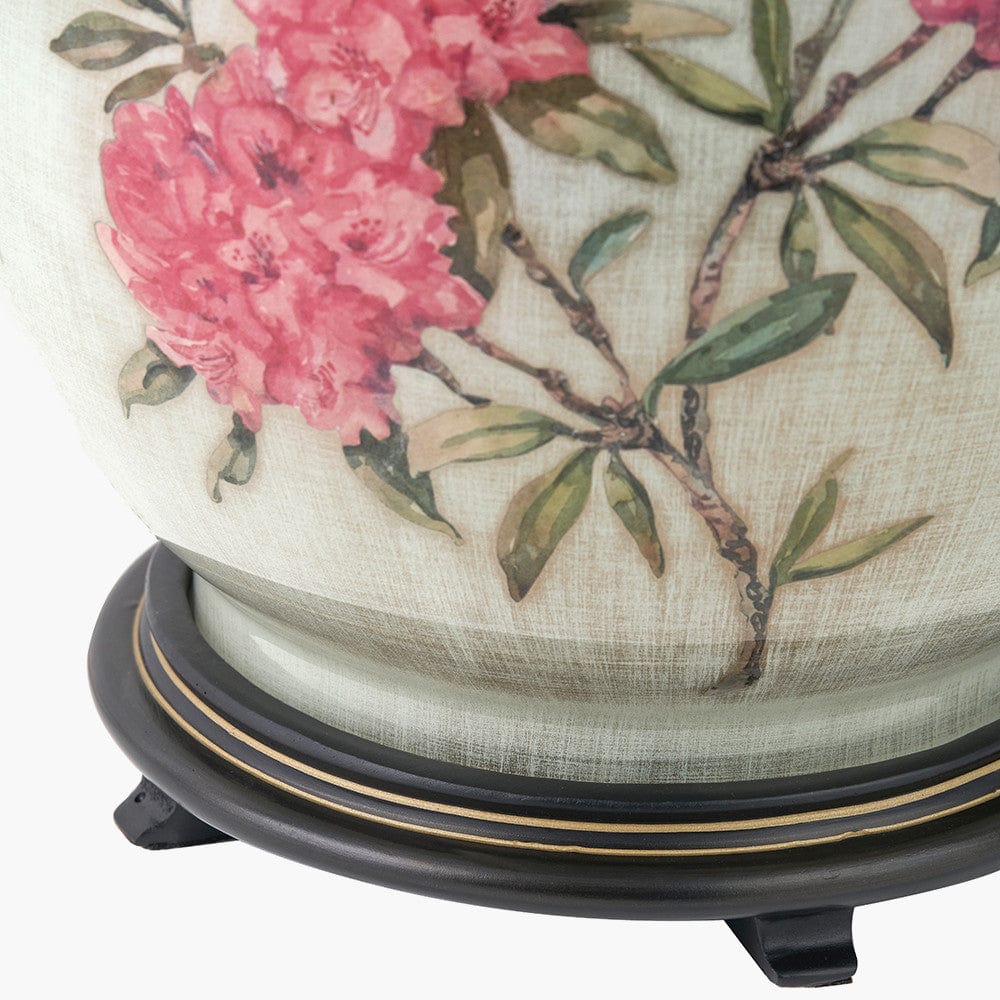 Pacific Lifestyle Lighting Rhododendron Large Glass Table Lamp Base with Harry 45cm Steel Grey Cotton Mix Cylinder Lampshade House of Isabella UK