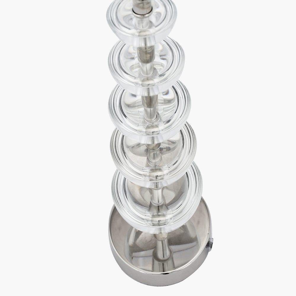 Rosa Glass and Silver Table Lamp Base with Harry 30cm Ivory Cotton Mix Cylinder Lampshade.