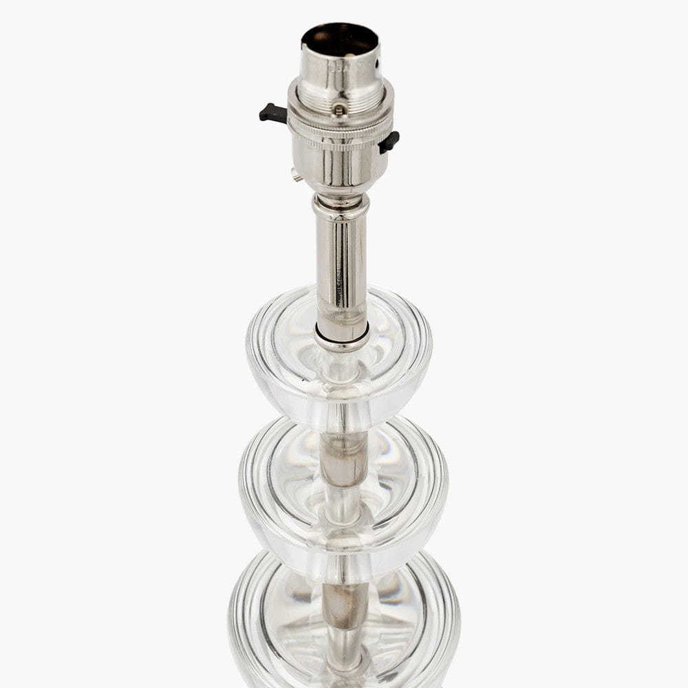 Rosa Glass and Silver Table Lamp Base with Harry 30cm Ivory Cotton Mix Cylinder Lampshade.