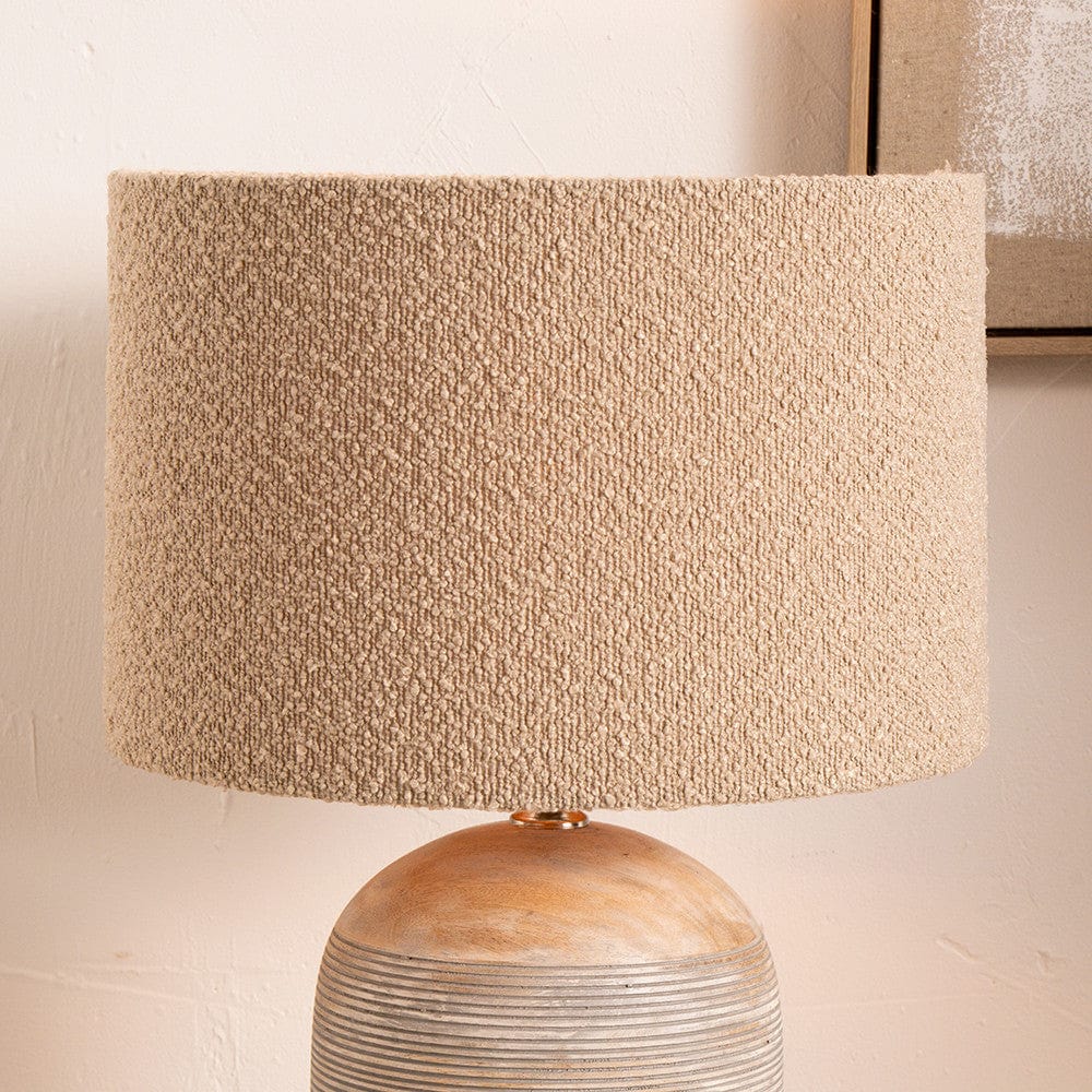 Pacific Lifestyle Lighting Rouen 30cm Taupe Boucle Cylinder Lampshade House of Isabella UK