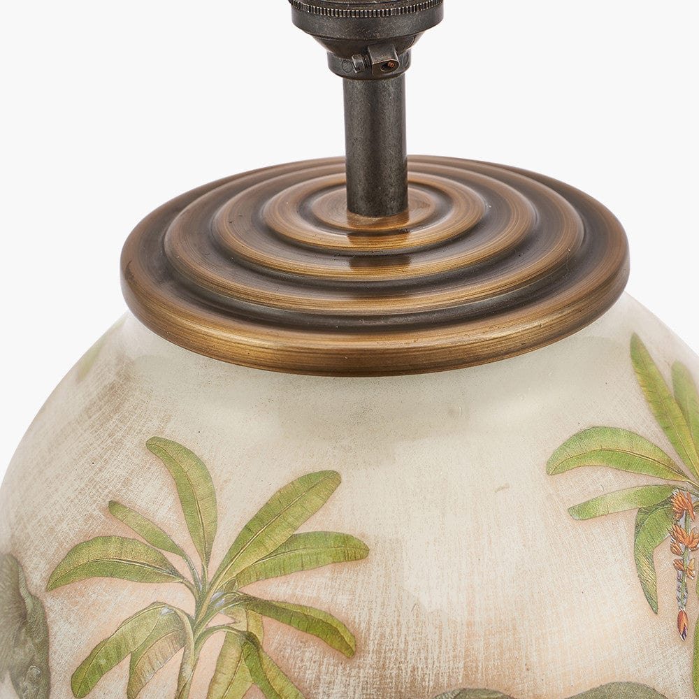 Safari Medium Glass Table Lamp Base with Milos 35cm Natural Linen Tapered Lampshade.