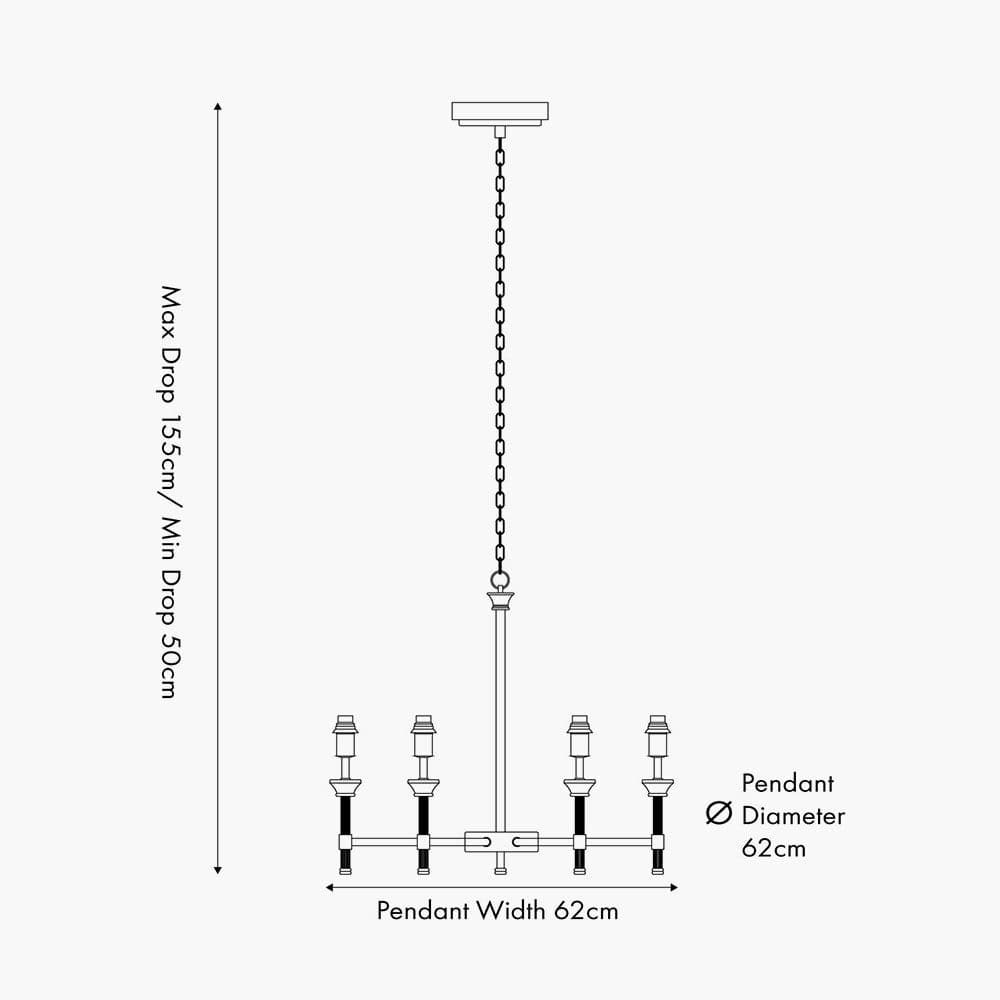 Pacific Lifestyle Lighting Salvatore Antique Silver Metal 6 Arm Pendant House of Isabella UK