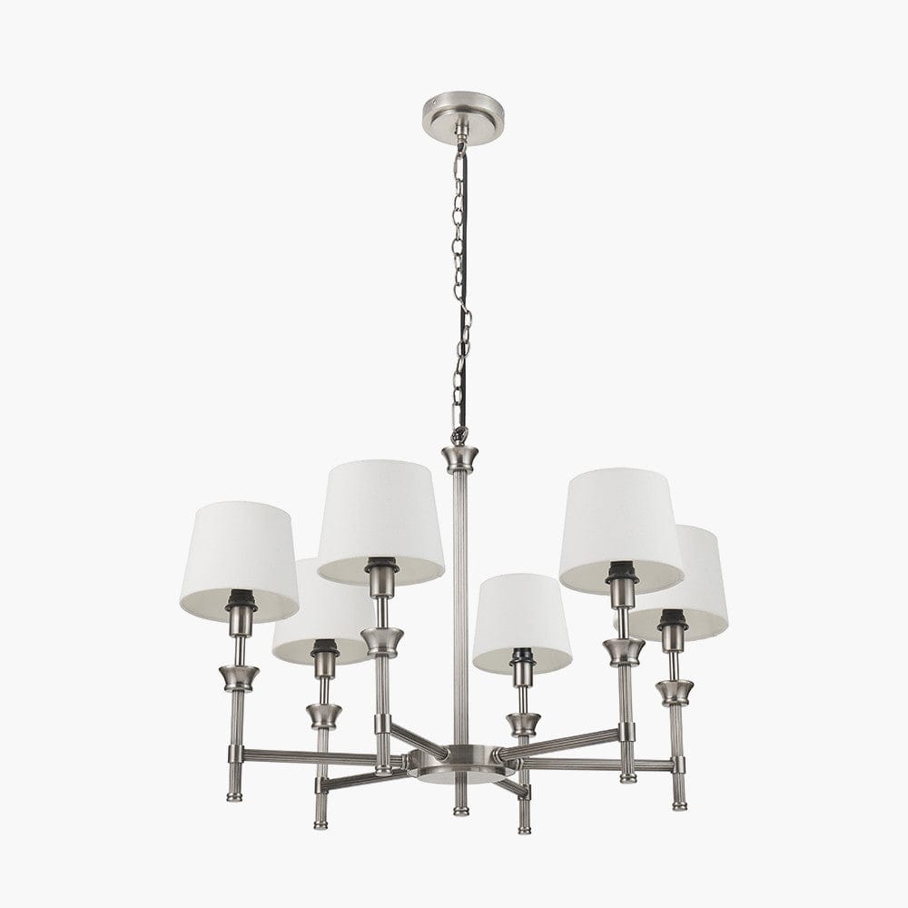 Pacific Lifestyle Lighting Salvatore Antique Silver Metal 6 Arm Pendant House of Isabella UK