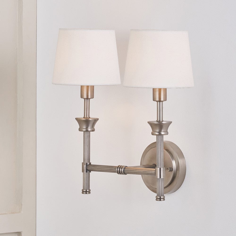 Pacific Lifestyle Lighting Salvatore Antique Silver Metal Double Wall Light House of Isabella UK