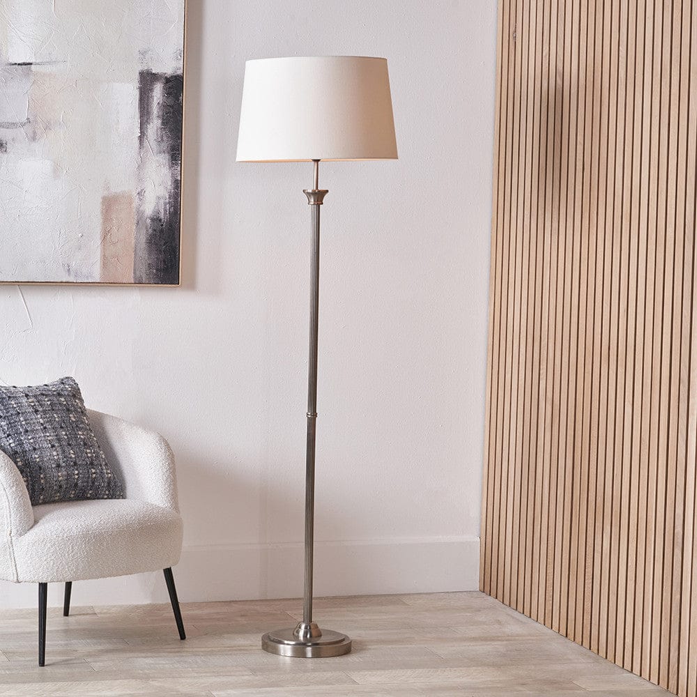 Pacific Lifestyle Lighting Salvatore Antique Silver Metal Floor Lamp Base House of Isabella UK