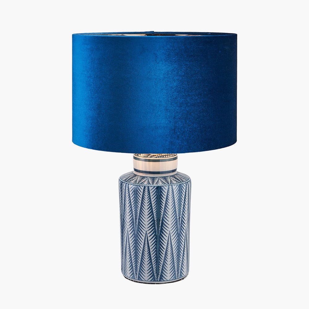 Samara Blue and White Aztec Pattern Ceramic Table Lamp.