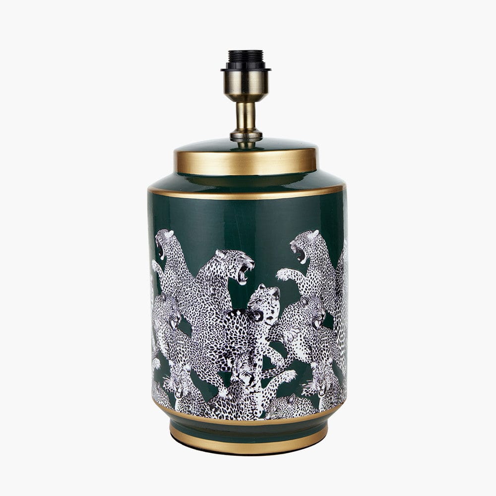 Saskia Forest Green Tall Cheetah Ceramic Table Lamp.