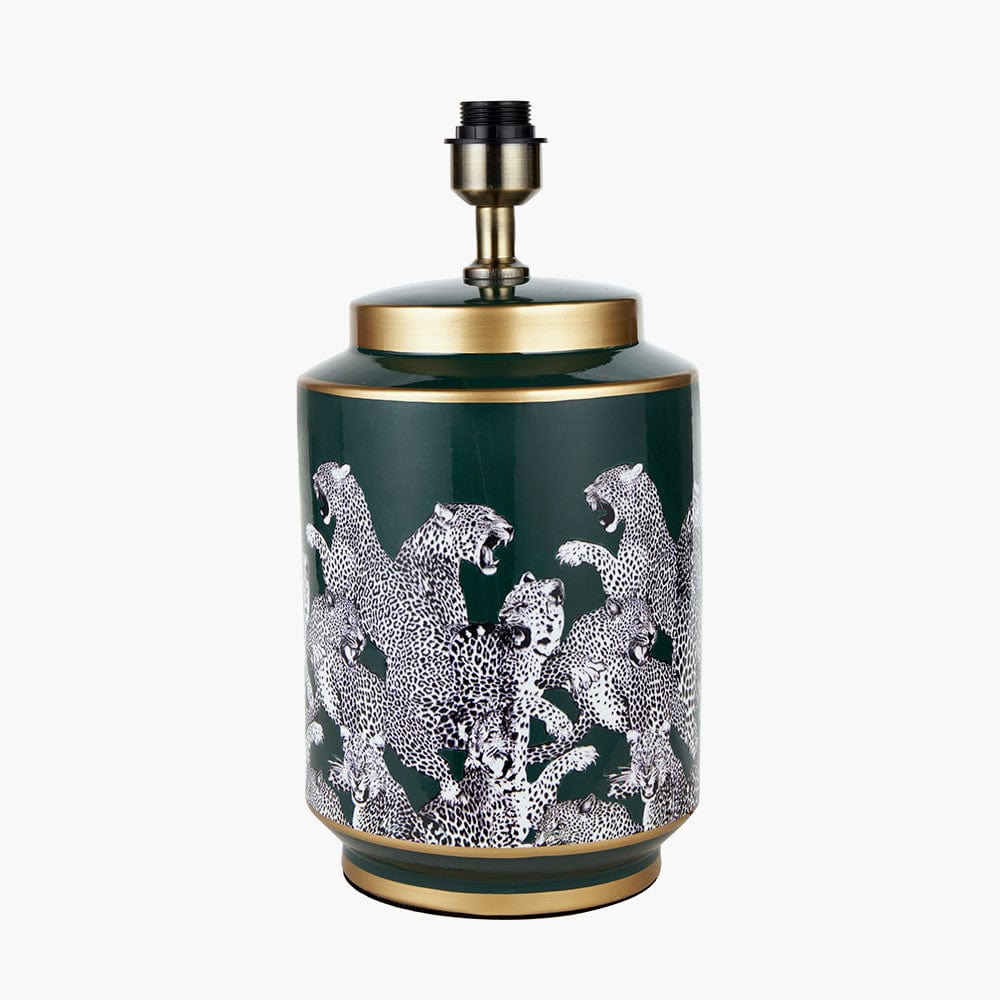 Pacific Lifestyle Lighting Saskia Forest Green Tall Cheetah Ceramic Table Lamp House of Isabella UK