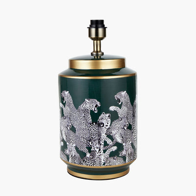 Pacific Lifestyle Lighting Saskia Forest Green Tall Cheetah Ceramic Table Lamp House of Isabella UK