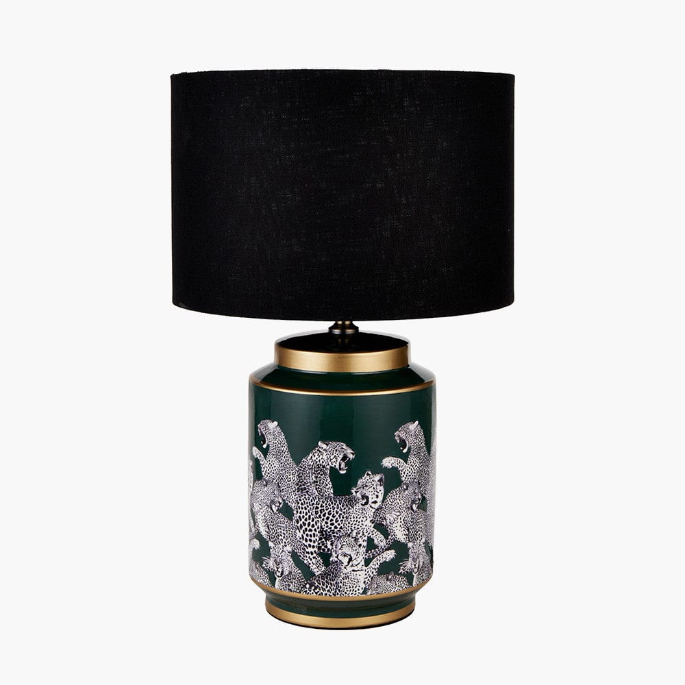 Saskia Forest Green Tall Cheetah Ceramic Table Lamp.