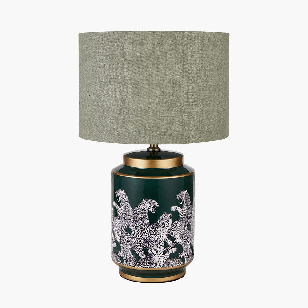 Saskia Forest Green Tall Cheetah Ceramic Table Lamp.