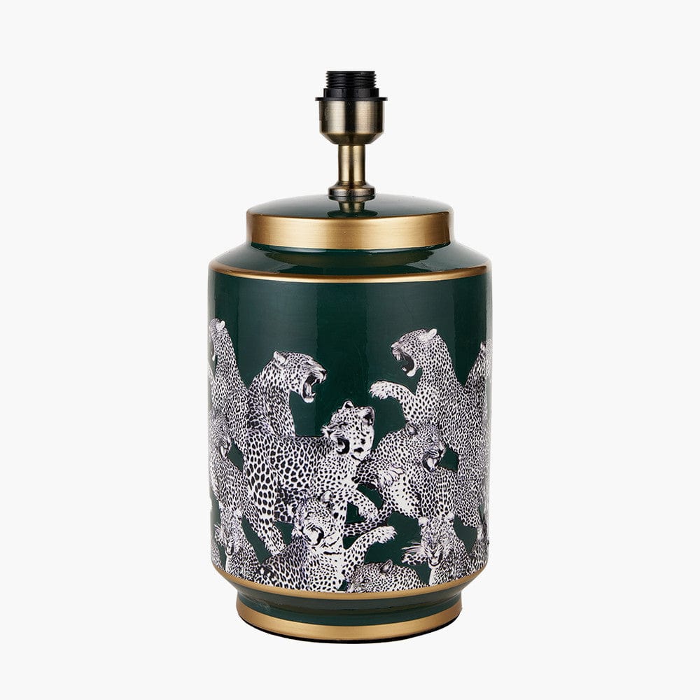 Pacific Lifestyle Lighting Saskia Forest Green Tall Cheetah Ceramic Table Lamp House of Isabella UK