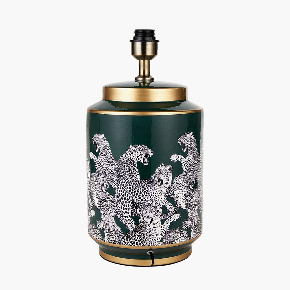 Saskia Forest Green Tall Cheetah Ceramic Table Lamp.