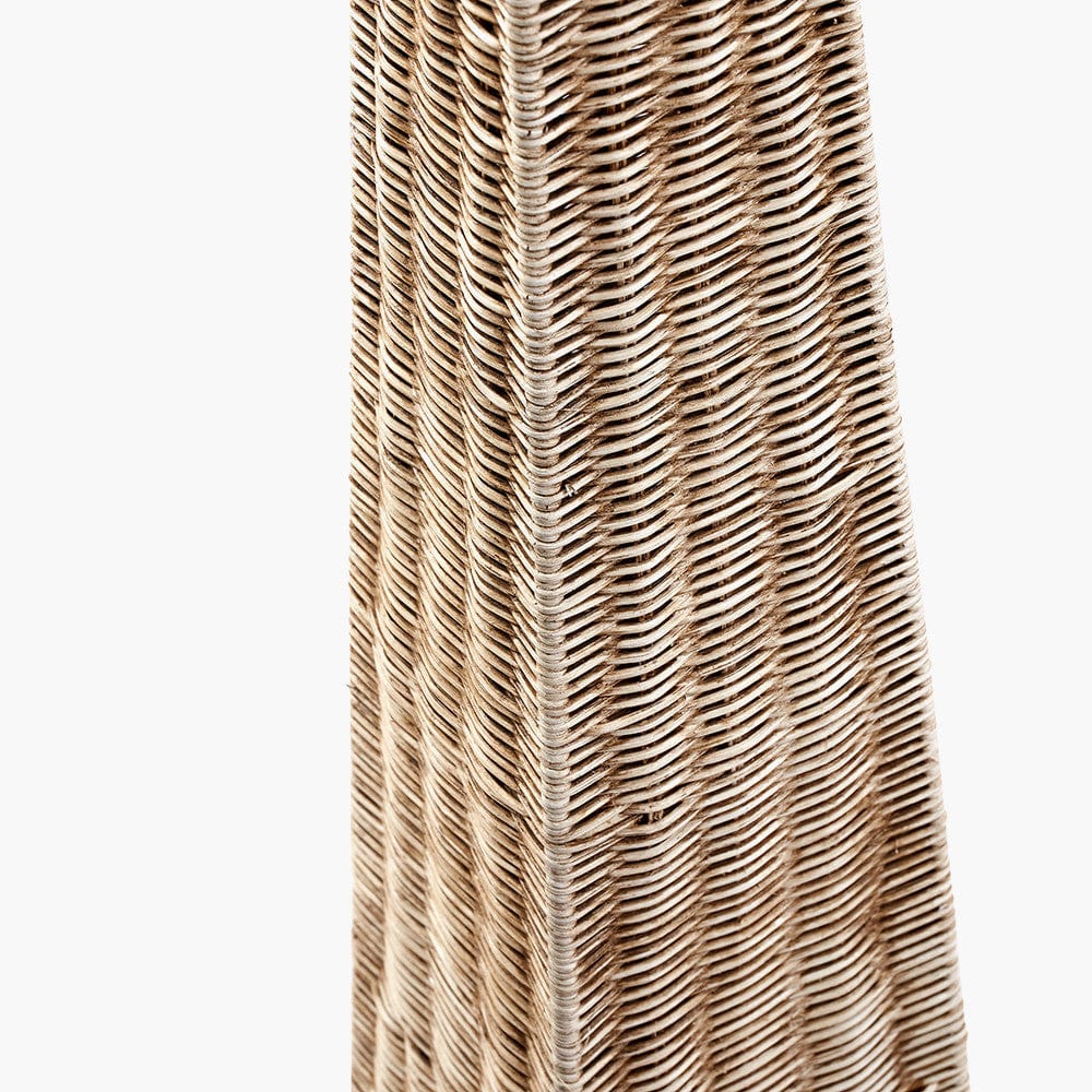 Seacomb Rattan Pyramid Floor Lamp Base with Pyramid 48cm Cream Cotton Tapered Square Lampshade.