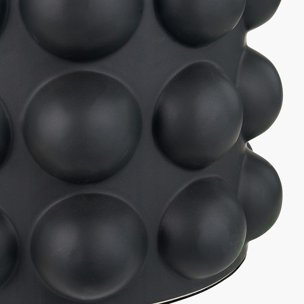 Serenity Black Bobbled Ceramic Large Table Lamp Base with Harry 40cm Ivory Cotton Mix Cylinder Lampshade.