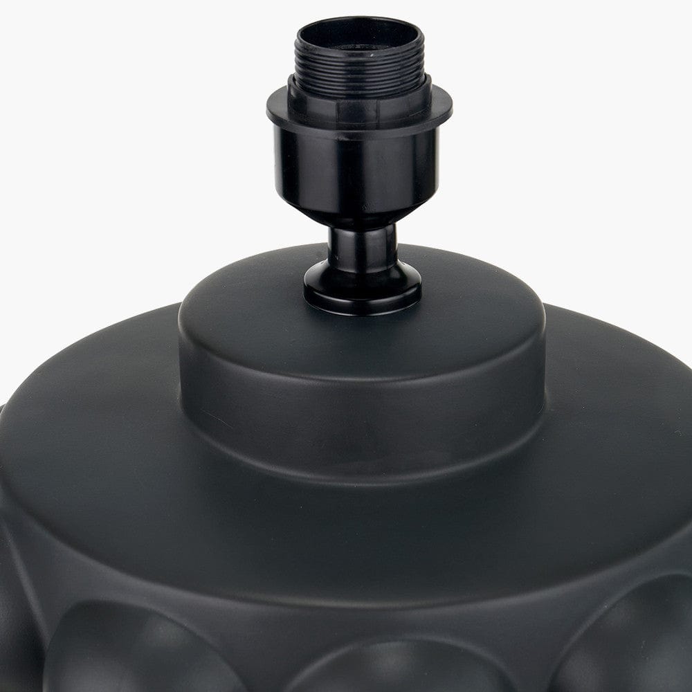 Serenity Black Bobbled Ceramic Large Table Lamp Base with Harry 40cm Ivory Cotton Mix Cylinder Lampshade.