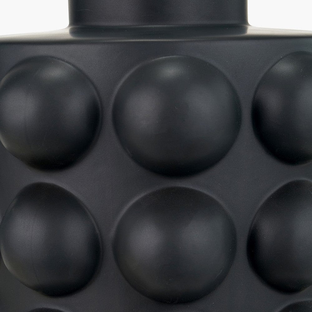 Serenity Black Bobbled Ceramic Large Table Lamp Base with Harry 40cm Ivory Cotton Mix Cylinder Lampshade.