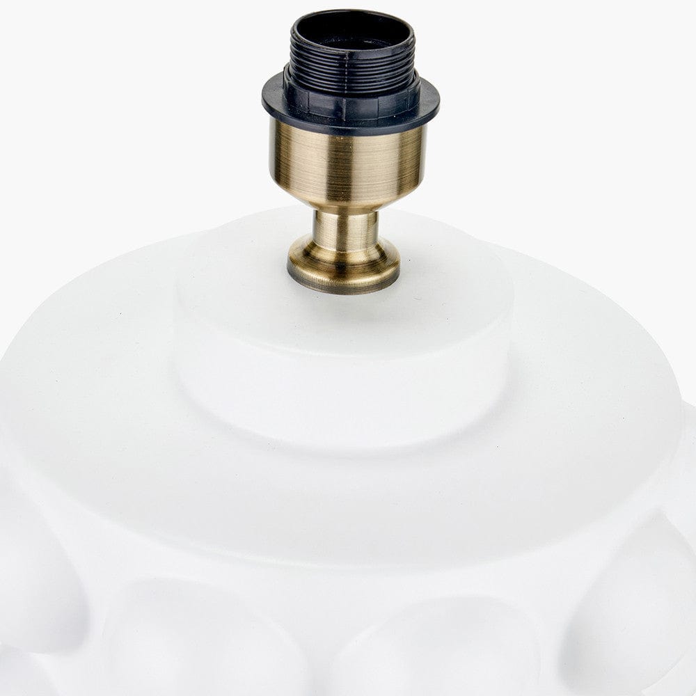 Serenity White Bobbled Ceramic Large Table Lamp Base with Harry 40cm Black Cotton Mix Cylinder Lampshade.